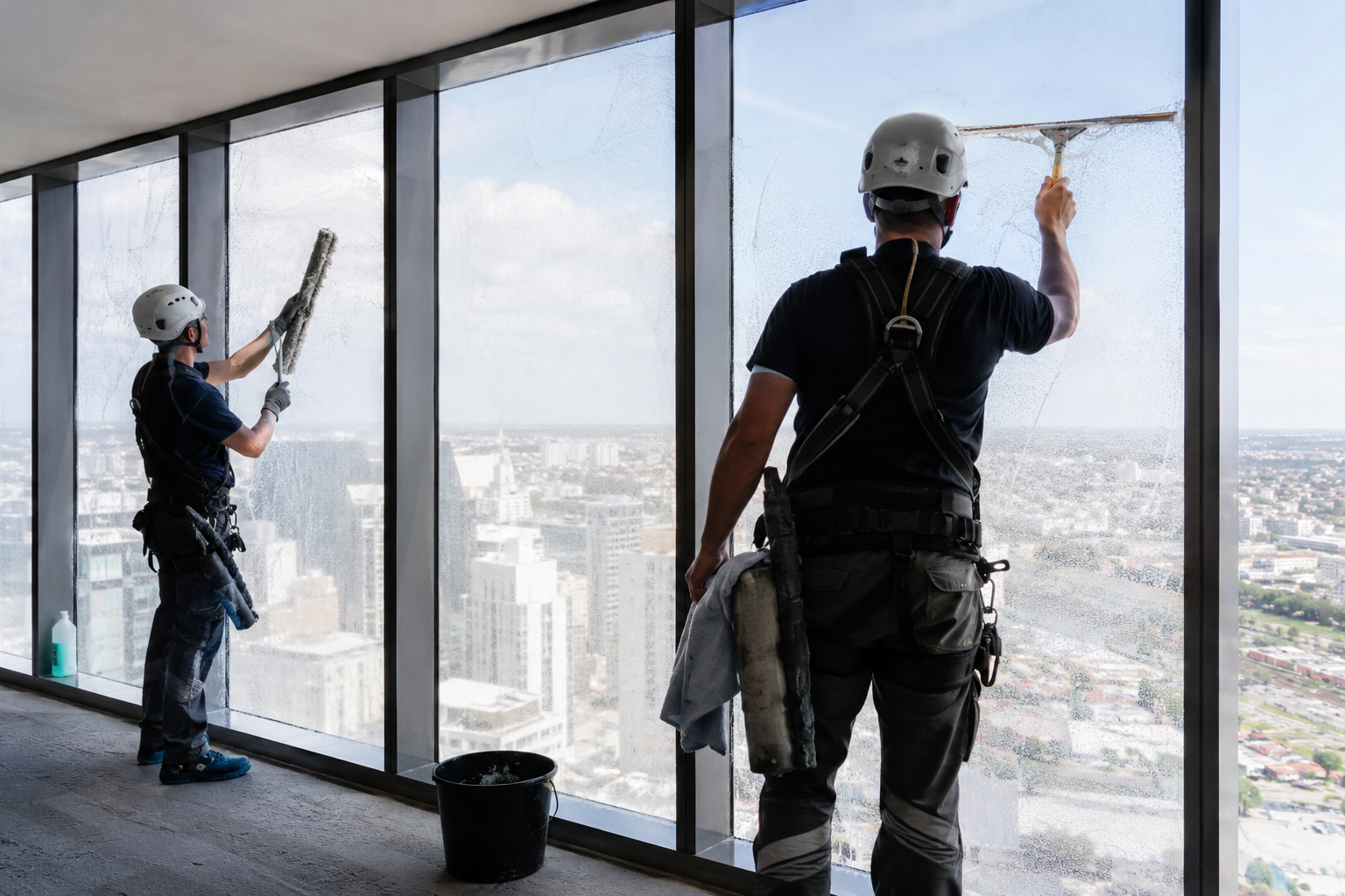 Limpieza de vidrios en edificios de altura